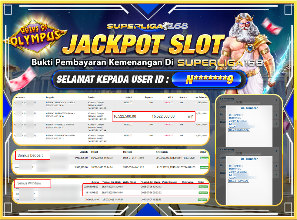 SUPERLIGA168 JACKPOT GATES OF OLYMPUS Rp.26,375,489-LUNAS