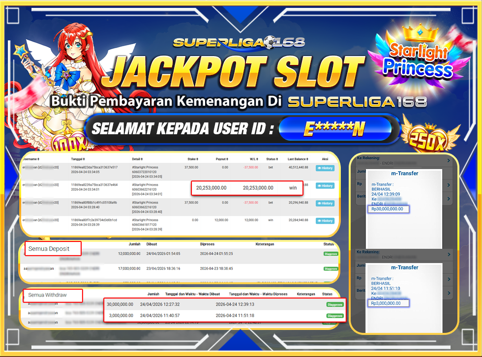 SUPERLIGA168 JACKPOT STARLIGHT PRINCESS Rp.33,000,000LUNASSSSSS
